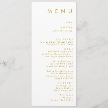Modern Minimalist Gold Font Wedding Dinner Menu