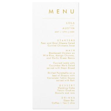 Modern Minimalist Gold Font Wedding Dinner Menu