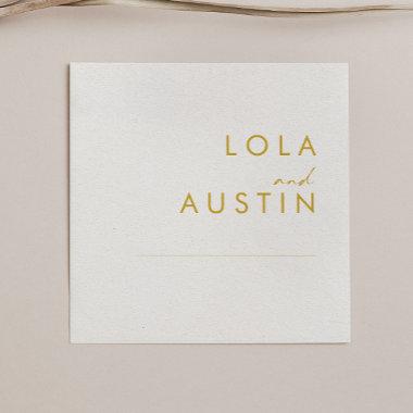 Modern Minimalist Gold Font Wedding Napkins