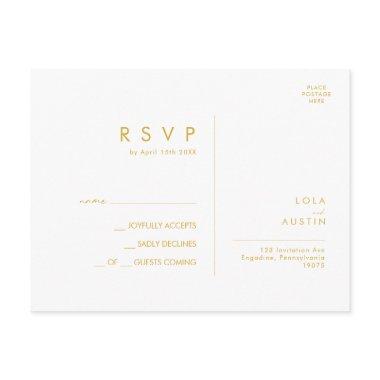 Modern Minimalist Gold Font Wedding RSVP PostInvitations