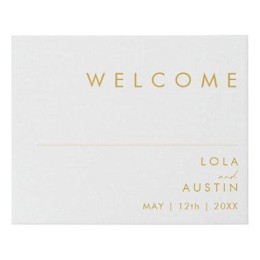 Modern Minimalist Gold Font Welcome Faux Canvas Print