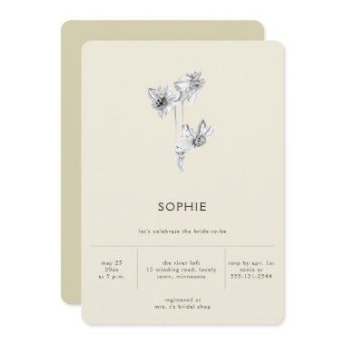 Modern Minimalist Gold Hint Daffodil Bridal Shower Invitations