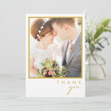 Modern Minimalist Gold Photo In A Frame Thank You Invitations