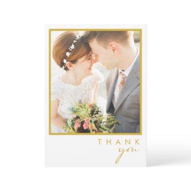 Modern Minimalist Gold Photo In A Frame Thank You Invitations