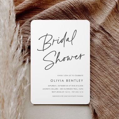 Modern Minimalist Handwritten Script Bridal Shower Invitations