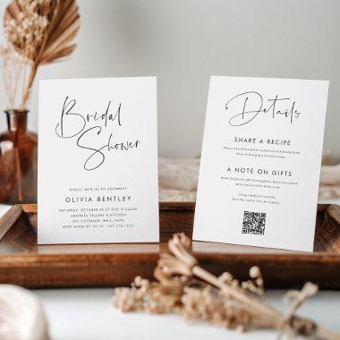 Modern Minimalist Handwritten Script Bridal Shower Invitations