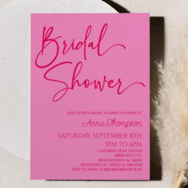 Modern Minimalist Hot Pink Bridal Shower Invitations