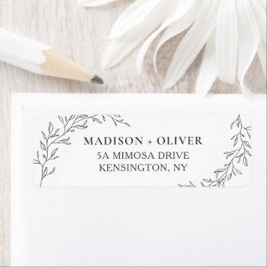 Modern Minimalist Laurel Wedding Return Address Label
