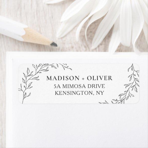 Modern Minimalist Laurel Wedding Return Address Label
