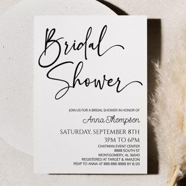 Modern Minimalist Minimal Simple Bridal Shower Invitations