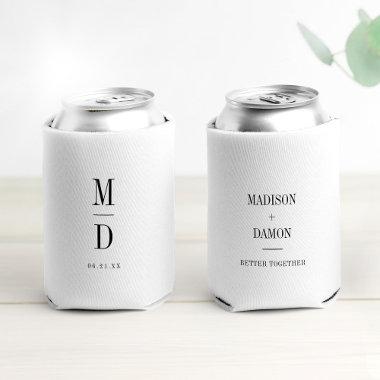 Modern Minimalist Monogram Wedding Elegant Names Can Cooler