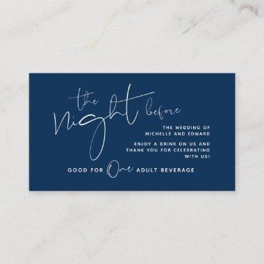 Modern minimalist Navy Blue, Drink Ticket Enclosur Enclosure Invitations