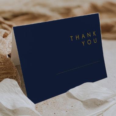 Modern Minimalist Navy Blue | Gold Folded Thank You Invitations