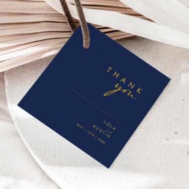 Modern Minimalist Navy Blue | Gold Thank You Favor Tags
