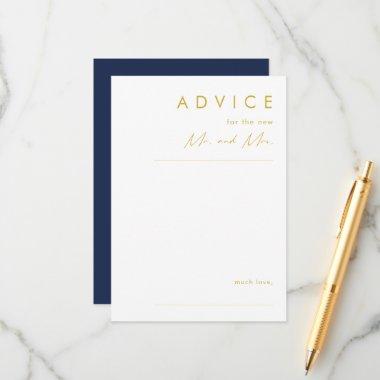 Modern Minimalist Navy Blue | Gold Wedding Advice Card