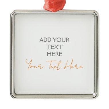 Modern Minimalist Plain Personalized Add Text Metal Ornament