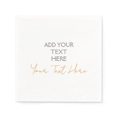 Modern Minimalist Plain Personalized Add Text Napkins