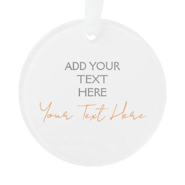 Modern Minimalist Plain Personalized Add Text Ornament