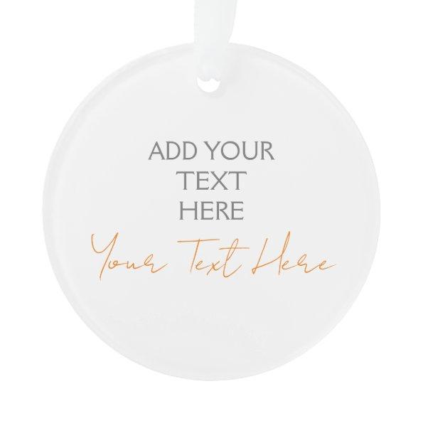 Modern Minimalist Plain Personalized Add Text Ornament
