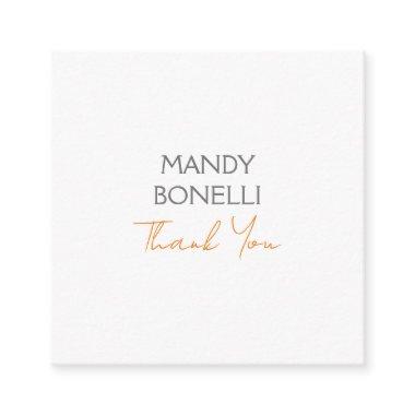 Modern Minimalist Plain Personalized Thank You Enclosure