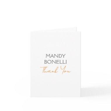 Modern Minimalist Plain Personalized Thank You Note