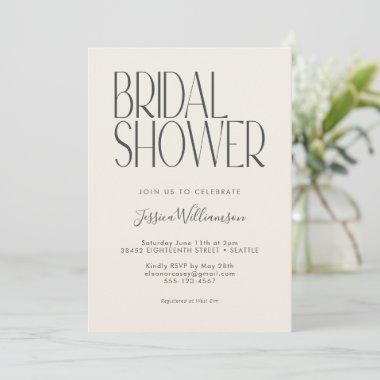 Modern Minimalist Retro Typography Bridal Shower Invitations