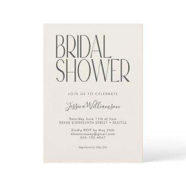 Modern Minimalist Retro Typography Bridal Shower Invitations