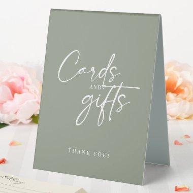 Modern Minimalist Sage Green  and Gifts Table Tent Sign