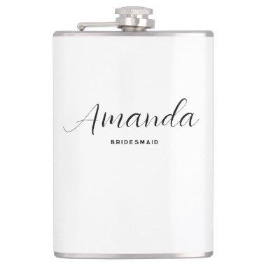 Modern Minimalist Script Bachelorette Bridesmaid Flask