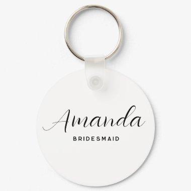 Modern Minimalist Script Bachelorette Bridesmaid Keychain