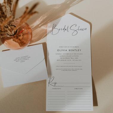 Modern Minimalist Script Bridal Shower All In One Invitations