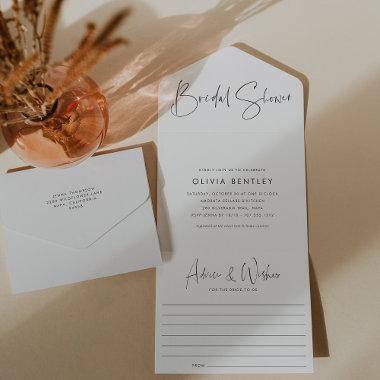 Modern Minimalist Script Bridal Shower All In One Invitations