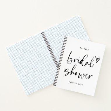 Modern Minimalist Script Bridal Shower Gift List Notebook