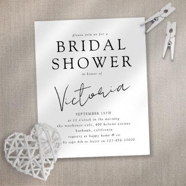 Modern Minimalist Script Bridal Shower Invitations