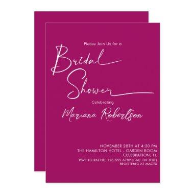 Modern Minimalist Script Magenta  Inv