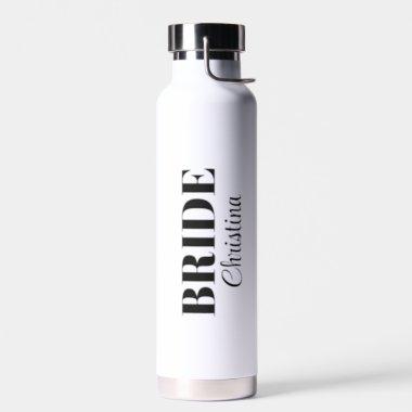 Modern Minimalist Script Wedding Bride Water Bottle