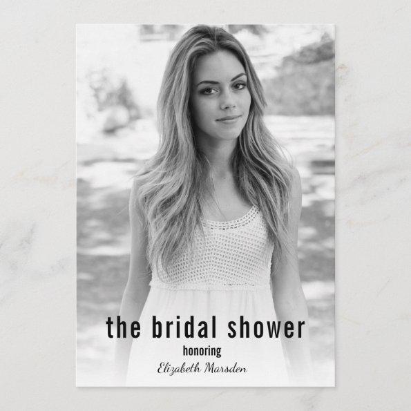Modern Minimalist Simple Photo Bridal Shower Invitations