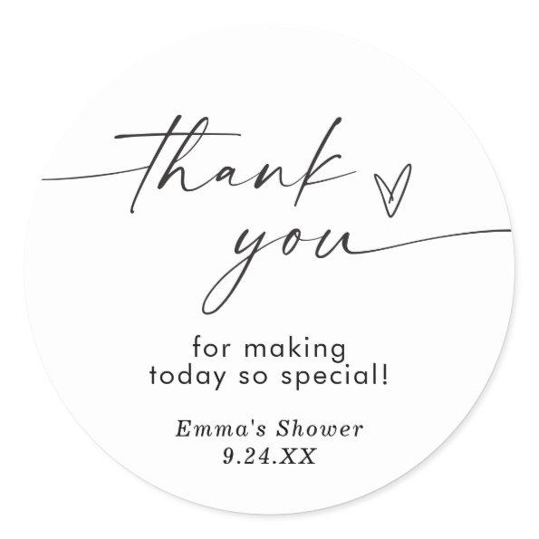 Modern Minimalist Thank You Favor Sticker