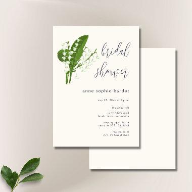 Modern Minimalist Typography Lily of Valley Bridal Invitations