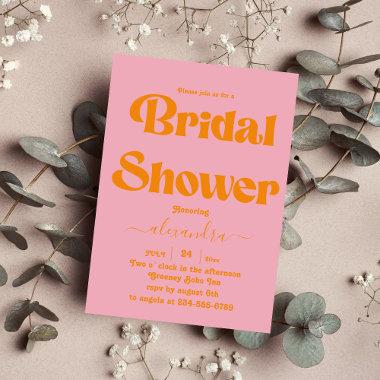 Modern Minimalist Vibrant Orange and Pink Bridal I Invitations