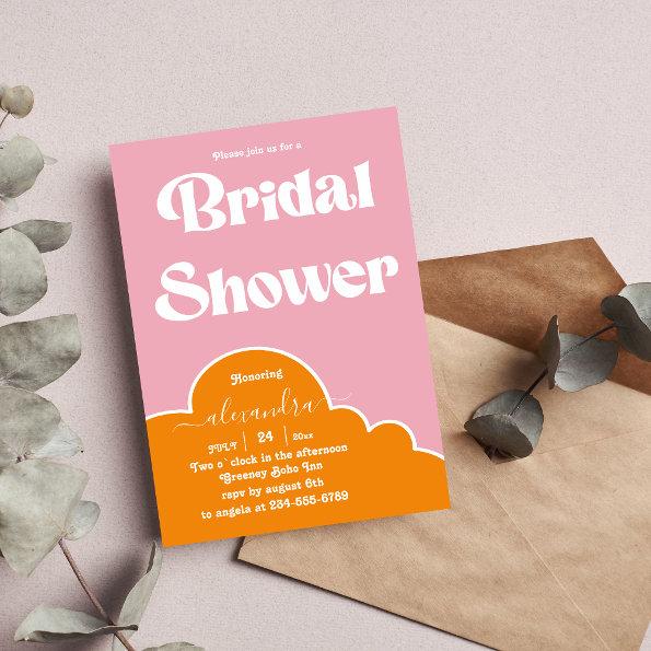 Modern Minimalist Vibrant Orange and Pink Bridal I