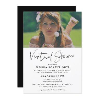 Modern minimalist Virtual shower photo Invitations