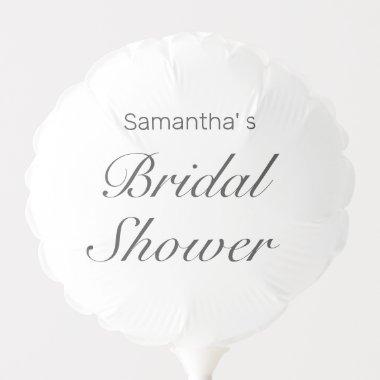 Modern Minimalist White Black Bridal Shower Balloon