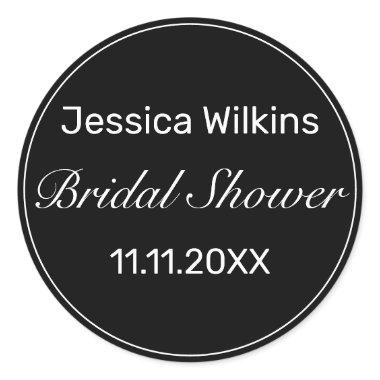 Modern Minimalist White Black  Classic Round Sticker