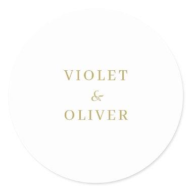 Modern Minimalist | White Gold Wedding Classic Round Sticker