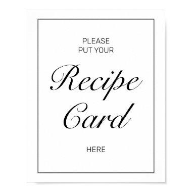 Modern Minimalist White Recipe  Wedding Sign