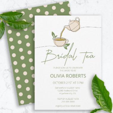 Modern minimalistic Script Tea Party Bridal Shower Invitations