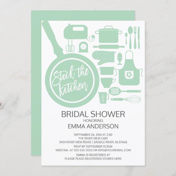 Modern Mint Kitchen Bridal Shower Invitations