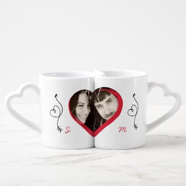 Modern Monogram PHOTO Newlyweds Wedding Coffee Mug Set