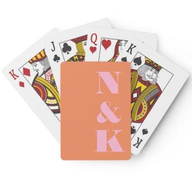 Modern Monogram Pink Orange Custom Wedding Favor Poker